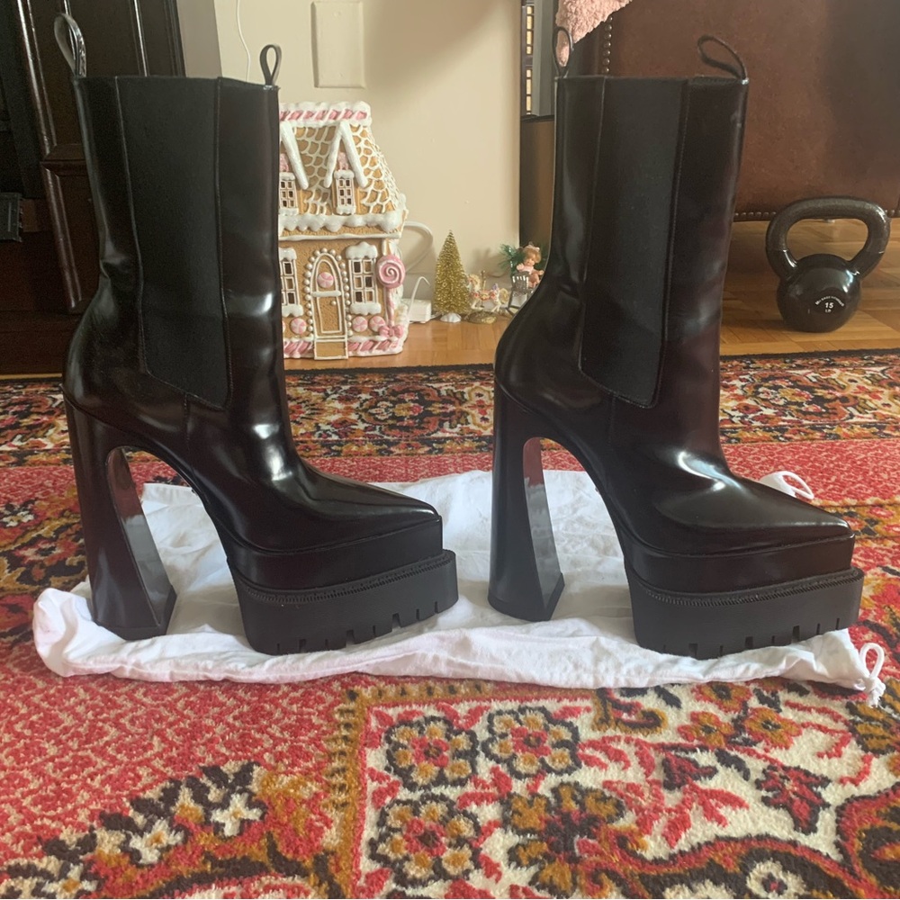 Versace Black High-Heeled Platform Boots